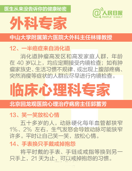 健康小知识 专家没有告诉你的20个健康秘密